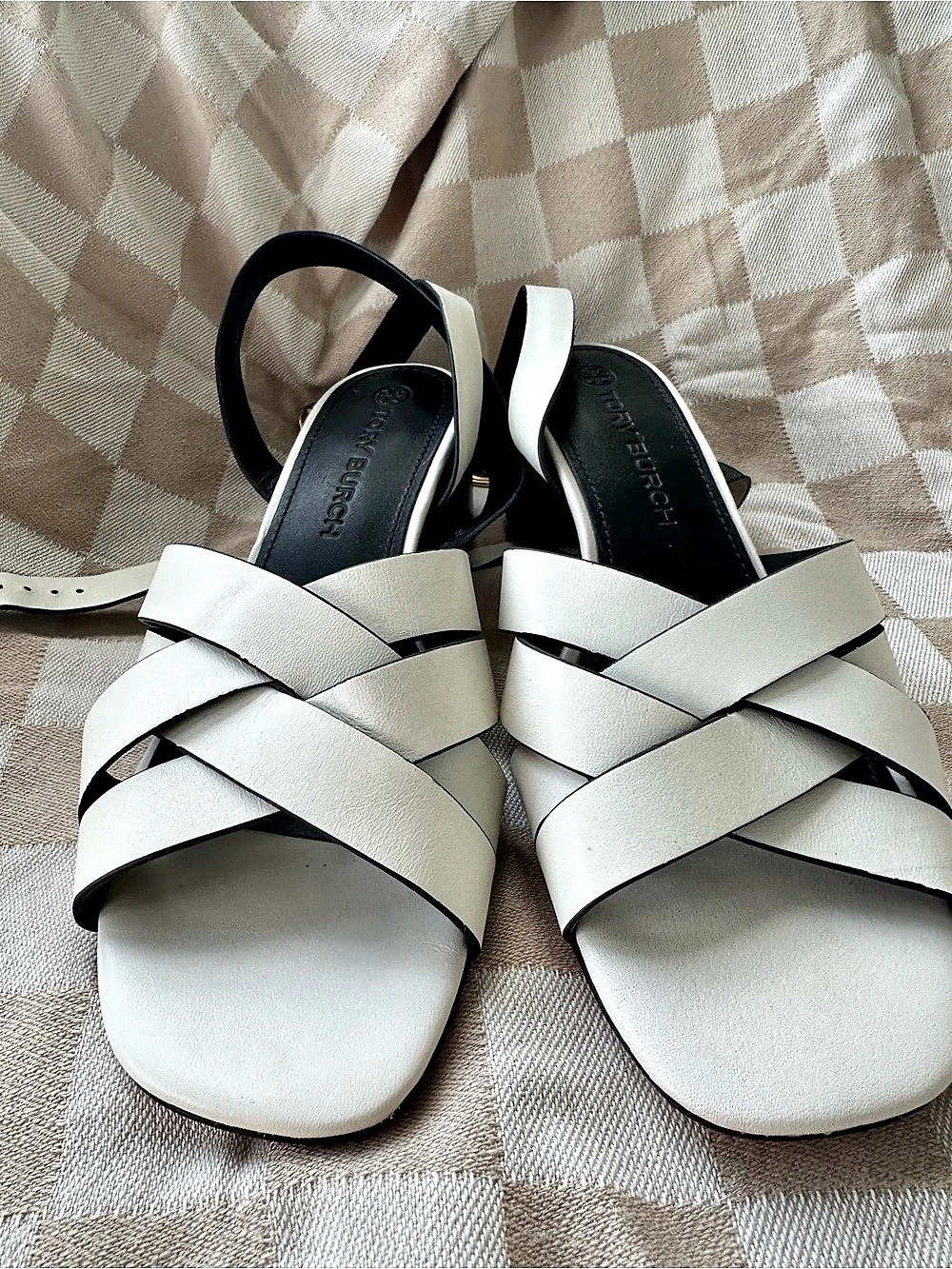 Tory Burch Strappy City Heel Sandal White & Black US 8M